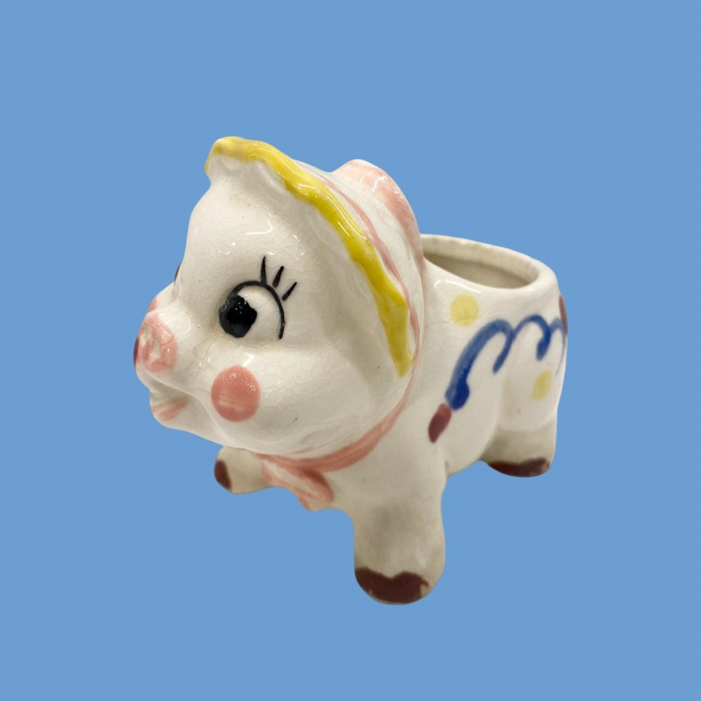 Vintage Anthropomorphic Piggy Planter, Made in Japan,‎ Tiny Succulent Planter